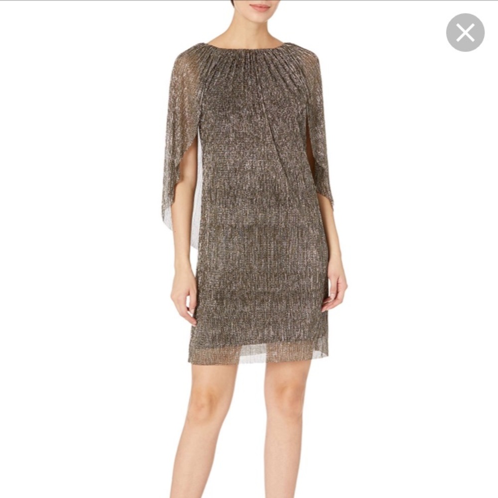 Trina Turk Eastern Luxe Hima Metallic Cape Dress